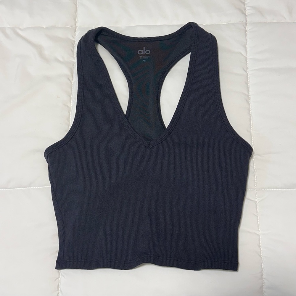 ALO Goddess Ribbed Cropped Racerback Tank - Picture 6 of 6